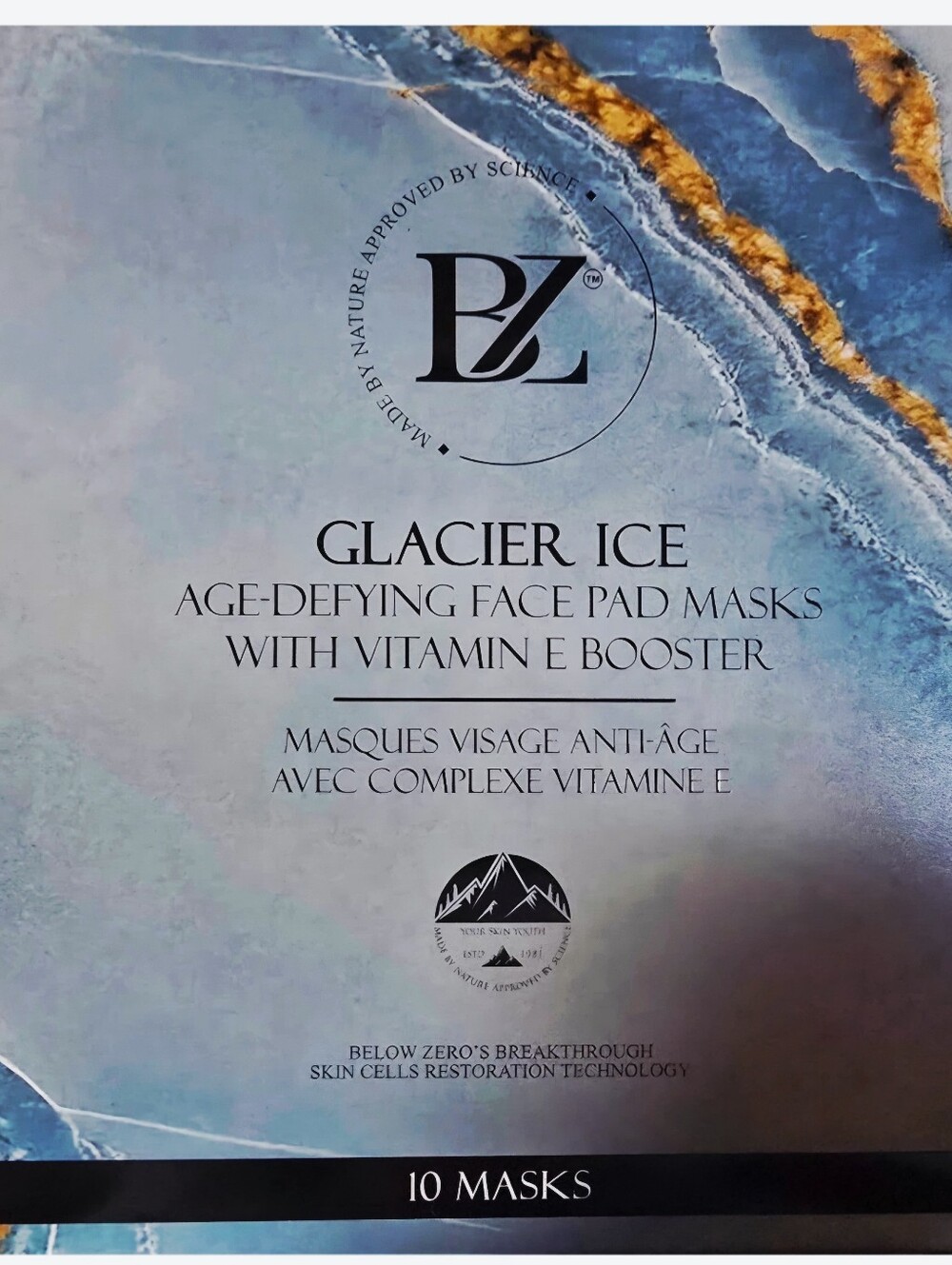 Below Zero Glacier Ice Age-Defying 10pack Face Pad Masks with Vitamin E Booster